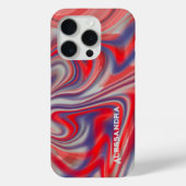 大理石モノグラム赤い青い灰色の抽象芸術の渦巻き Case-Mate iPhoneケース (裏面)