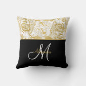 大理石モノグラム金ゴールドホワイトブラック クッション (裏面)