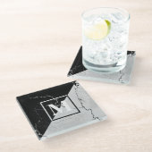 大理石モノグラム ガラスコースター (アングル)