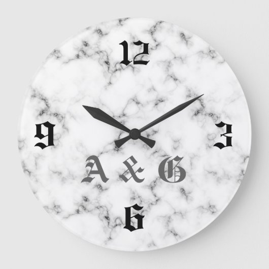 大理石モノグラム ラージ壁時計 (正面)