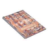 大理石モノグラムbohoタータンチェック焼きオレンジ紫 ノートブック (右側)