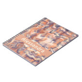 大理石モノグラムbohoタータンチェック焼きオレンジ紫 ノートブック (左側)