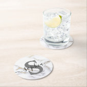 大理石モパーソナライズされたノグラムカスタム文字 ラウンドペーパーコースター (インサイチュ)