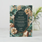 大理石モンスターエメラルドグリーンと金ゴールド結婚の追加 招待状 (スタンド正面)