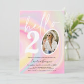 大理石ユニコーンレインボーパステルフォトシックハロー20 招待状 (スタンド正面)