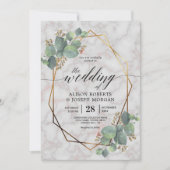 大理石ユーカリ金ゴールド幾何学模様 招待状 (正面)