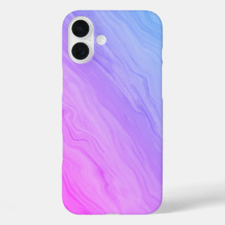 大理石ラグジュアリー – 青と紫のグラデーション iPhone 16 PLUSケース