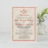 大理石リースモノグラムクラシック大学の卒業 招待状 (スタンド正面)