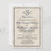 大理石リースモノグラムクラシック大学の卒業 招待状 (正面)