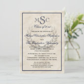 大理石リースモノグラムクラシック大学の卒業 招待状 (スタンド正面)