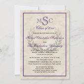 大理石リースモノグラムクラシック大学の卒業 招待状 (正面)