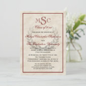 大理石リースモノグラムクラシック大学の卒業 招待状 (スタンド正面)