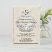 大理石リースモノグラムクラシック大学の卒業 招待状 (スタンド正面)