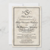 大理石リースモノグラムクラシック大学の卒業 招待状 (正面)