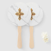 大理石ルックハンドファン（クロス付） ハンドファン (正面&裏面)