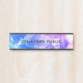 大理石ルックモダン抽象芸術青紫白 サインプレート (正面)