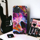 大理石ルックリッチブルースパープルパーソナライズされた Case-Mate iPhoneケース