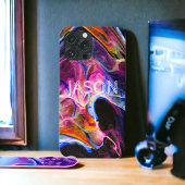 大理石ルックリッチブルースパープルパーソナライズされた Case-Mate iPhoneケース