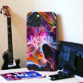 大理石ルックリッチブルースパープルパーソナライズされた Case-Mate iPhoneケース