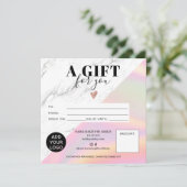 大理石レインボーブロック正方形ギフト証明書のロゴ (スタンド正面)