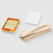 大理石レッド、オレンジ、金ゴールド、黄色の大理石 ハンドファン (組立なし)