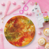 大理石レッド、金ゴールド、オレンジ、インクプリントプレート ペーパープレート (パーティー)