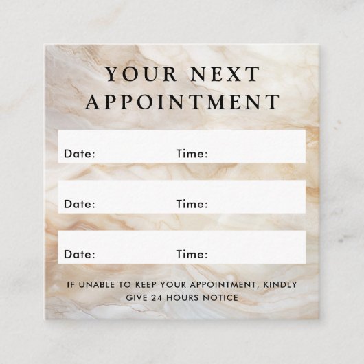 大理石ロエレガントゴカスタムスクエアアポイントメントカード 予約カード (正面)