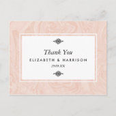 大理石ローズ エレガント ヴィンテージ ウェディング サンクス ポストカード (正面)