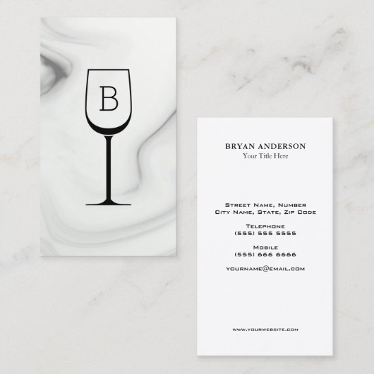 大理石ワインバーテンダーソムリエビジネスカード 名刺 (正面/裏面)