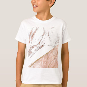 大理石上のばら色の金ゴールドホイル Tシャツ