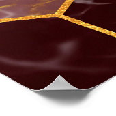 大理石六角テクスチャと金ゴールド ポスター (角)