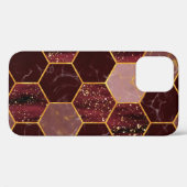 大理石六角テクスチャと金ゴールド Case-Mate iPhoneケース (裏面 (横))