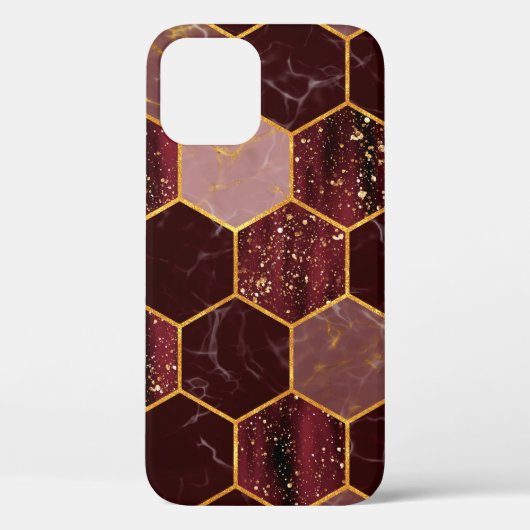大理石六角テクスチャと金ゴールド Case-Mate iPhoneケース (裏面)