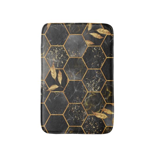 大理石六角金の葉テクスチャ。 バスマット (正面縦)