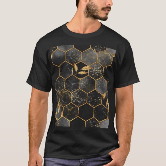 大理石六角金の葉テクスチャ。 Tシャツ (正面)