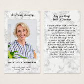 大理石写真記念悔やみや弔慰葬儀祈りの言葉カード (正面&裏面)