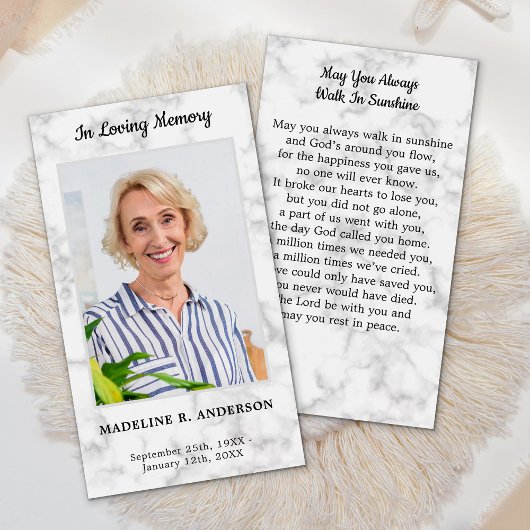 大理石写真記念悔やみや弔慰葬儀祈りの言葉カード