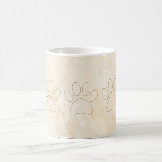 大理石効果を持つ犬の手のプリント コーヒーマグカップ (中央)