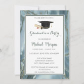 大理石卒業パーティー卒業キャップ 招待状 (正面)