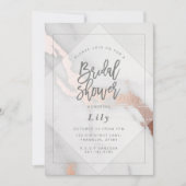 大理石及びバラ金ゴールドブライダルシャワー 招待状 (正面)