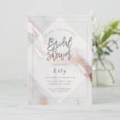 大理石及びバラ金ゴールドブライダルシャワー 招待状 (スタンド正面)