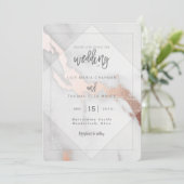 大理石及びバラ金ゴールド効果結婚式招待状 招待状 (スタンド正面)