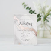 大理石及びバラ金ゴールド卒業招待状 ポストカード (スタンド正面)
