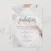 大理石及びバラ金ゴールド卒業招待状 ポストカード (正面/裏面)