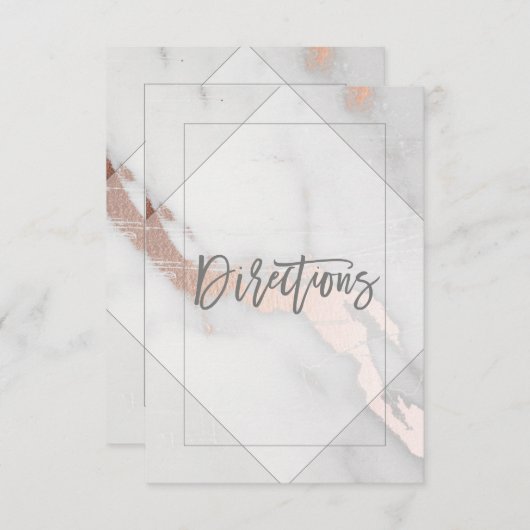 大理石及びバラ金ゴールド結婚の方向札 エンクロージャーカード (正面/裏面)