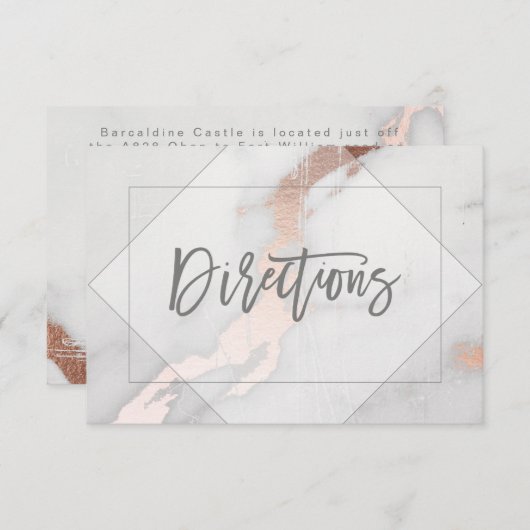 大理石及びバラ金ゴールド結婚の方向札 エンクロージャーカード (正面/裏面)