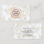 大理石名刺のピンク色の水色の円 名刺 (正面/裏面)