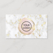 大理石名刺のピンク色の水色の円 名刺 (正面)