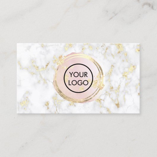 大理石名刺のピンク色の水色の円 名刺 (正面)