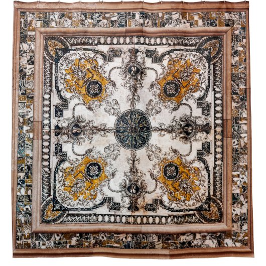 大理石唐草テクスチャ抽象芸術ヴィンテージ背景 シャワーカーテン (正面)